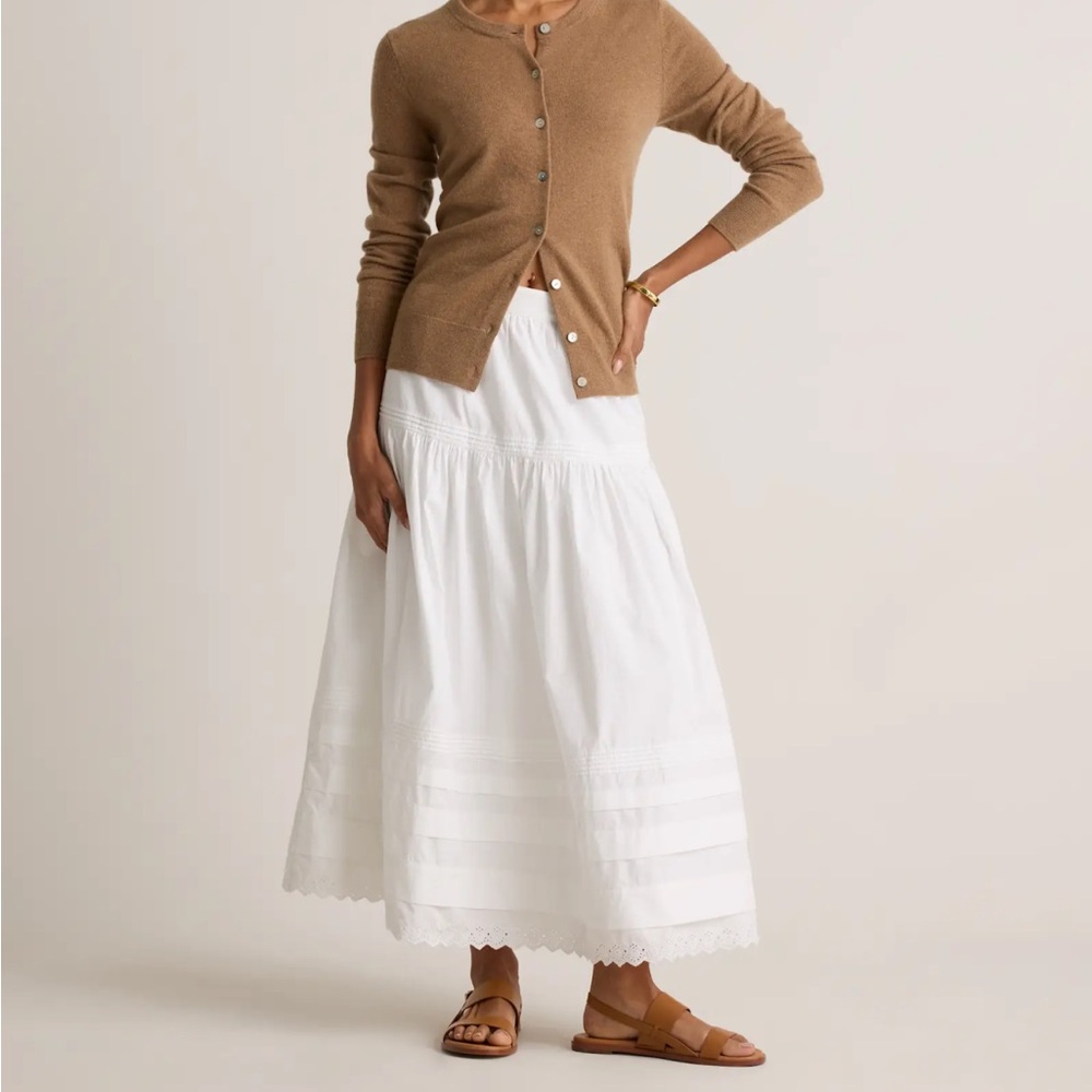 NWT Quince 100% Organic Cotton Poplin Pintuck Maxi Skirt, Size Small